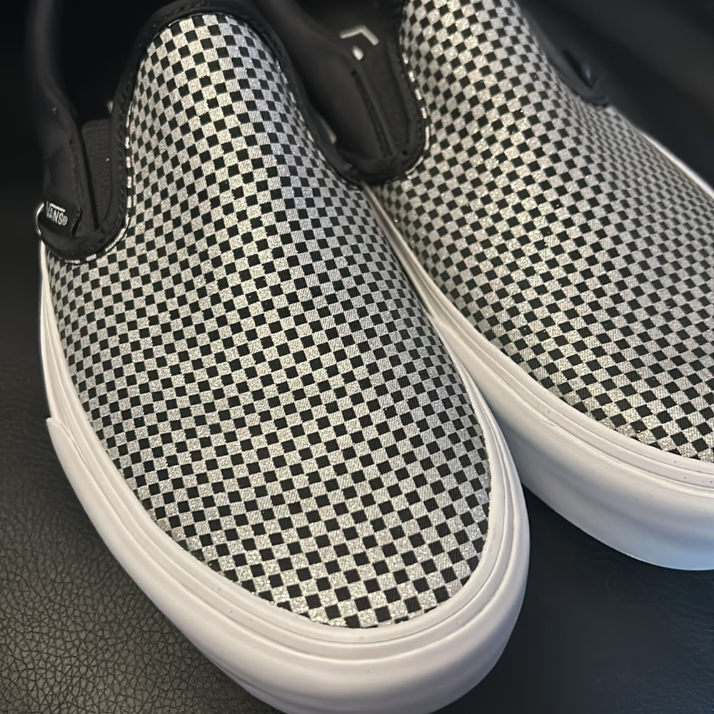 Vans platform slip one with glitter checker design unisex sizing